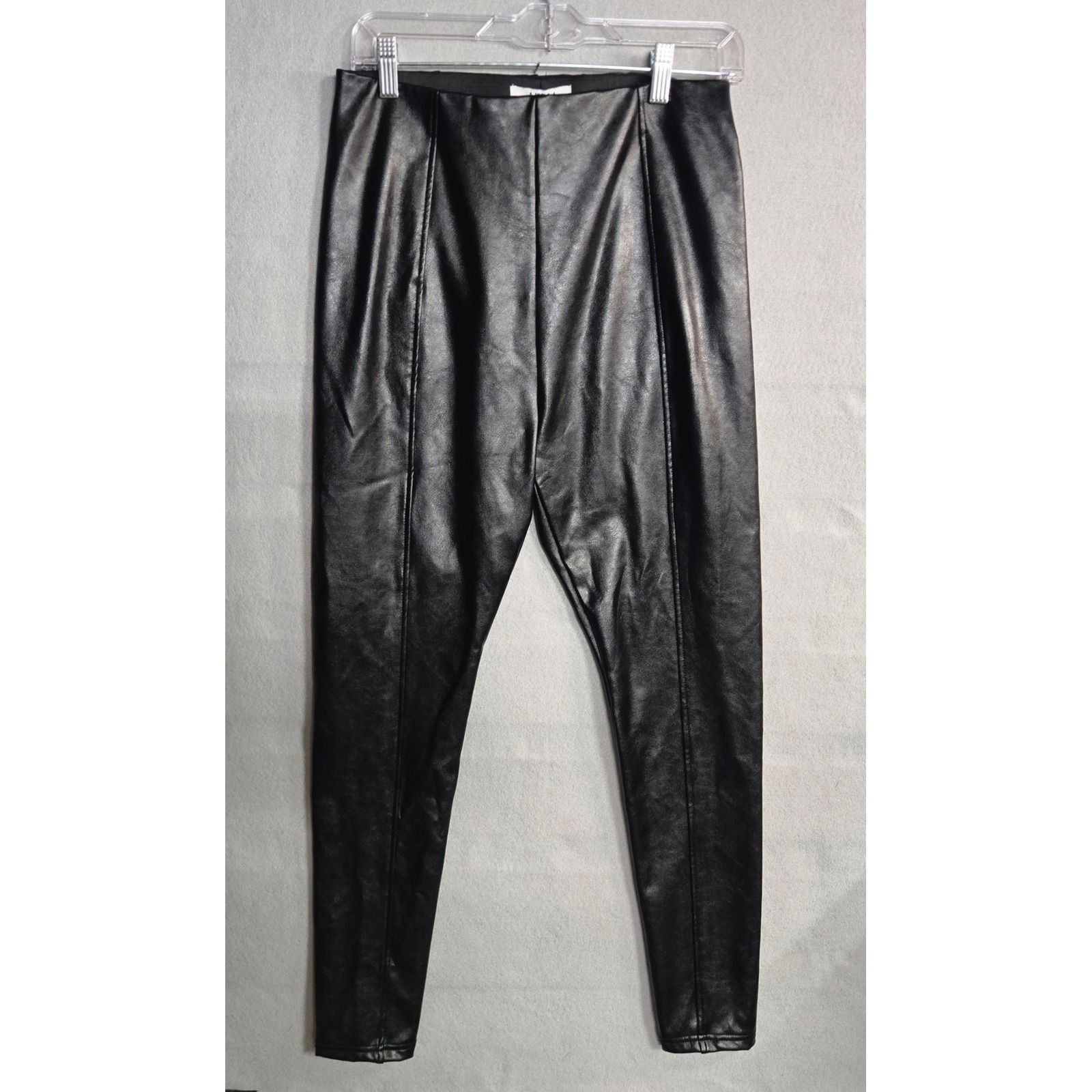 Afrm Black Faux Leather Front Seam High Waisted Leggings Pants Size M Nwt